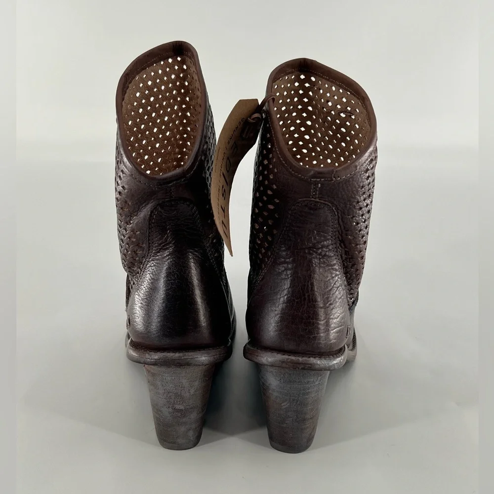 Bed‎ Stu Duchess Teak Rustic Perforated Boho SlouchyWedge Boots 9.5